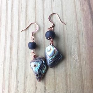 Abalone Earrings with Copper Ear Wires,